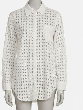 Solid And Striped Women's Ivory The Oxford Eyelet Shirt Size L